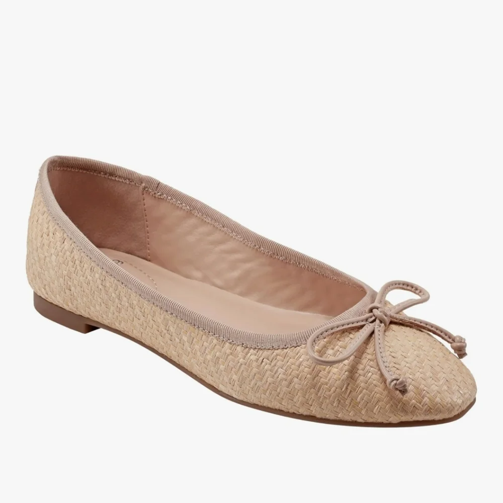 Bandolino NWT Paprika2 Ballet Flats Bow Detail Light Natural